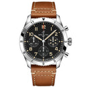 Breitling Classic AVI A233803A1B1X1 Chronograph 42mm P-51 Mustang Black Dial Bi-Directional Bezel Stainless Steel with Brown Calfskin Leather Strap Watch