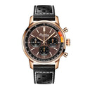 Breitling Top Time B01 RB01761A1Q1X1 41mm Brown Dial Fixed Bezel 18k Red Gold with Black Calfskin Leather Strap Watch