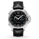 Panerai Luminor Chrono PAM01109 Brushed Steel with Black Leather Watch Black Dial 2024