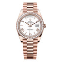 Rolex Day-Date 40mm 228345rbr-0012 White Dial Rose Gold Diamond Bezel Watch 2024