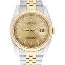 Rolex Datejust 36 Gold and Steel 116233-0151 Watch Champagne Index Dial Jubilee Watch