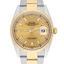 Rolex 126233 Datejust 36mm Two-Tone Yellow Gold Fluted Bezel Champagne Dial