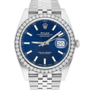 Rolex Datejust 41 126300 Steel Watch Blue Index Dial Diamonds Mens Jubilee Band