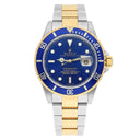 Rolex Submariner 18k Yellow Gold/Steel Blue Dial Mens Watch 16613 Circa 2005