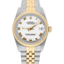 Rolex Datejust 31mm White Roman Stainless Steel/Yellow Gold Watch Circa 1995