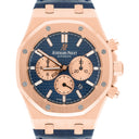 Audemars Piguet Royal Oak Chronograph 26331OR.OO.D315CR.01 Blue Dial Blue Leather Rose Gold Watch