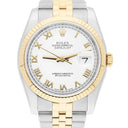 Rolex Datejust 36 Gold & Steel 116233-0149 Watch White Roman Dial Jubilee Watch