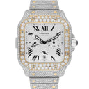 Cartier Santos De Cartier Chronograph Two Tone Custom Diamond Watch W2SA0008