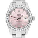 Rolex Datejust 179160 26 mm Pink Index Dial Diamond Bezel Oyster Band Steel Watch