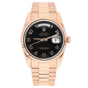 Rolex Day-Date 36mm 118235 Rose Gold Watch with Presidential Band Black Dial