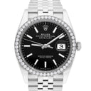 Unworn Rolex Datejust Black 36mm Stainless Steel Jubilee Watch 126234 Complete