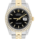 Rolex Datejust 36 Gold/Steel 116233 Black Index Dial Jubilee Band Diamond Watch