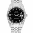 Rolex Datejust 36mm Stainless Steel Watch Black Roman Dial 16220 Circa 2002