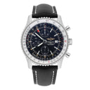 Breitling Navitimer World Black Dial Stainless Steel Watch A24322 New Strap