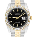 Rolex Datejust 36 2 Tone 116233 Diamond Bezel Black Index Dial Jubilee Band