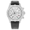 Breitling Super Avenger White Dial A13370 Stainless Steel Custom Diamond Watch