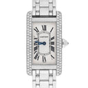 Cartier Tank Americaine Small Quartz 18k White Gold Ladies Diamond Watch