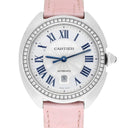 Cartier Clé de Cartier 31mm Silver Guilloche Dial Diamond Bezel Steel Watch W4CL0005