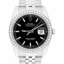Rolex Datejust 36 Diamond Bezel Black Index Dial Jubilee Band Watch