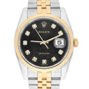 Rolex Datejust 36mm 116233 Fluted Bezel Black Computer Diamond Dial Two Tone Watch