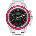Rolex Daytona 116500LN Custom Black Dial Rubies Bezel Stainless Steel Watch