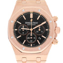 Audemars Piguet Royal Oak 26320OR.OO.1220OR.01 Black Chronograph Dial Rose Gold Black Mens Watch
