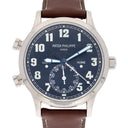 Patek Philippe Calatrava Travel Time 5524G-001 Blue Dial White Gold with Brown Leather Watch - 2022