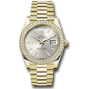 Rolex Day Date 40mm 228348rbr-0042 Diamond Bezel President Yellow Gold With Silver Index Dial Watch 2024