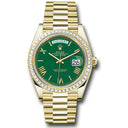Rolex Day Date 228398tbr-0039 Yellow Gold with Baguette Bezel Watch Green Roman Dial 2024