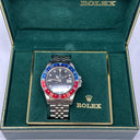 Rolex GMT-Master "Pepsi" 40mm 16750 Jubilee Stainless Steel Watch Black Dial