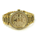 Rolex Day Date 36mm 18038 President Yellow Gold Watch Pave Diamond Dial