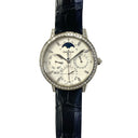 Jaeger Le Coultre Rendez Vous Perpetual Calendar Q3493420 White Gold with Black Leather Watch White Dial