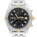 Breitling Chronomat Black Dial 39MM Steel & 18K Yellow Gold B13352 Diamond Bezel