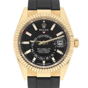 Rolex Sky-Dweller 336238-0002 18k Yellow Gold Oysterflex Watch Black Dial