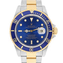 Rolex Submariner 18k Yellow Gold/Steel Blue Dial Mens Watch 16613 Circa 1990