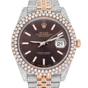 Rolex Datejust 41mm 126331 Rose Gold and Stainless Steel Fully Iced Out Watch