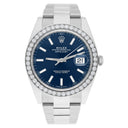 Rolex Datejust 126334 Stainless Steel Oyster 41mm Blue Index Dial Diamond Bezel