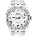 Rolex Datejust 126234 Steel 36mm White Roman Dial Jubilee Bracelet Diamond Bezel