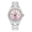 Rolex Datejust 179160 26 mm Pink Index Dial Diamond Bezel Oyster Band Steel Watch