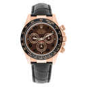 Rolex Daytona 18k Rose Gold Chocolate Arabic Dial Leather Band 40mm Watch 116515