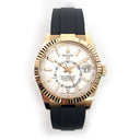 Rolex Sky-Dweller White Dial 336235-0003 Rose Gold With Black Rubber Watch MNT 2023