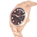Rolex Day-Date 36 Ruby Baguette Diamond Dial 18k Rose Gold Watch 118205