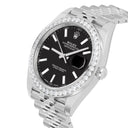 Rolex Datejust 41 Steel Watch Black Index Dial Diamonds Mens Jubilee Band 126300