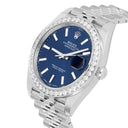 Rolex Datejust 41 126300 Steel Watch Blue Index Dial Diamonds Mens Jubilee Band
