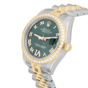 Rolex Datejust 178383 Stainless Steel & 18K Yellow Gold 31mm Diamond Bezel Green Dial