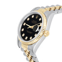Rolex Datejust 36mm Two Tone Dark Black Diamond Dial Jubilee 16233 Circa - 1993