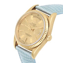 Rolex Day-Date 18238 36mm 18K Yellow Gold Fluted Bezel Champagne Dial Leather Strap