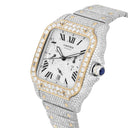 Cartier Santos De Cartier Chronograph Two Tone Custom Diamond Watch W2SA0008