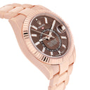 Rolex Sky-Dweller 336935-0006 Fluted Bezel Chocolate Index Dial Jubilee Bracelet Rose Gold Watch 2024