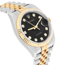 Rolex Datejust 36mm 116233 Fluted Bezel Black Computer Diamond Dial Two Tone Watch